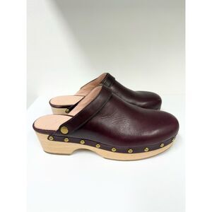 J. Crew Burgundy Leather Clogs